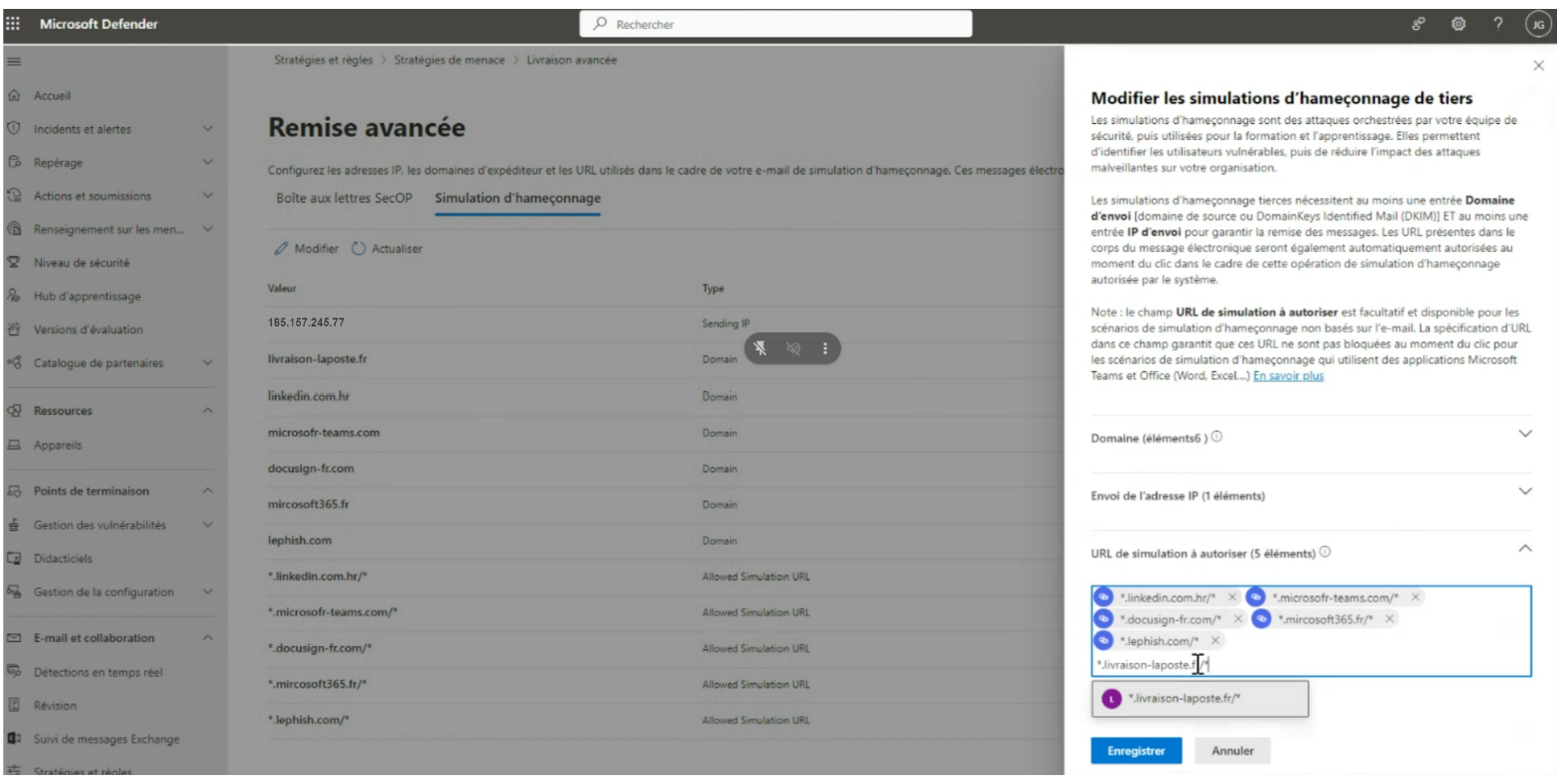 Configuration finale des domaines